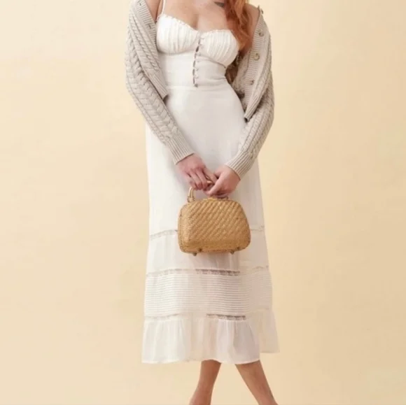 Reformation Harvest Dress White Midi Size 10 - Picture 9 of 10